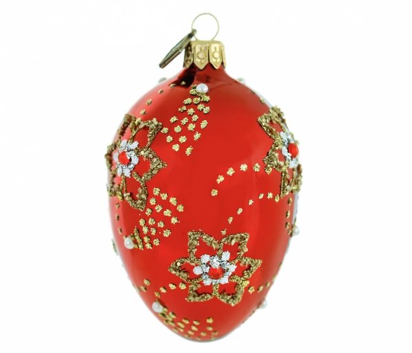 Szklana bombka czerwona jajko Faberge