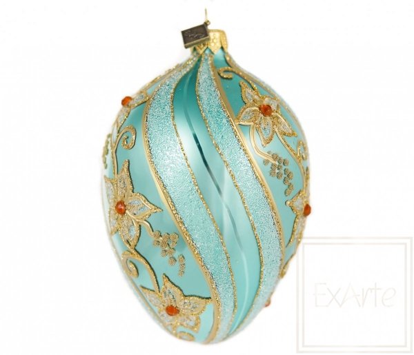 Christmas bauble Egg 13cm - Flowers  on the amazonite