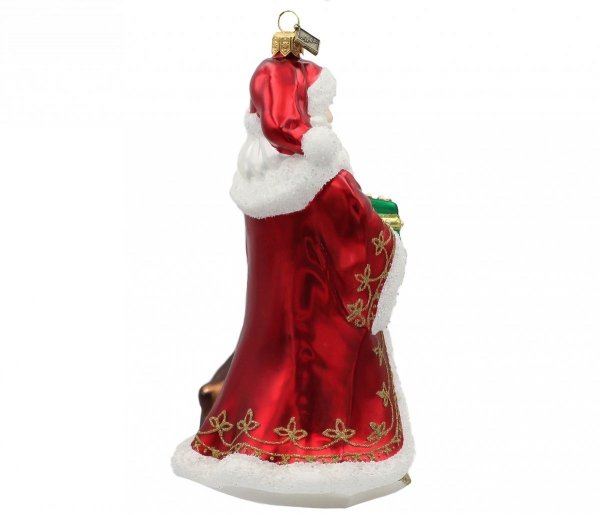 Szklana bombka Mikołaj 18cm - Z prezentami