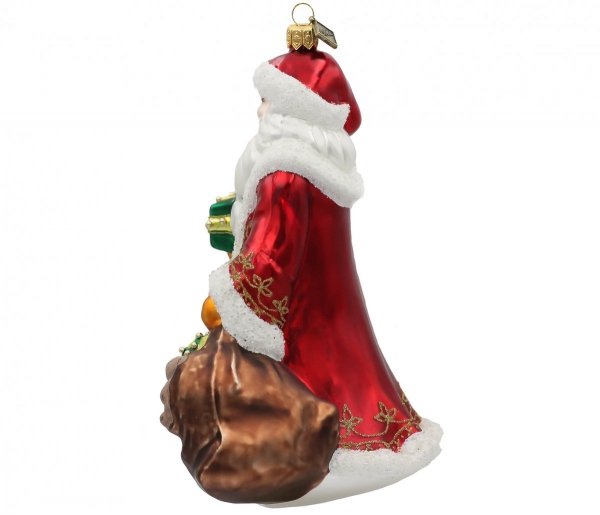 Szklana bombka Mikołaj 18cm - Z prezentami
