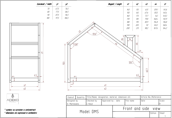 Dětská postýlka postel domeček Mila DMS 90x200 ADEKO