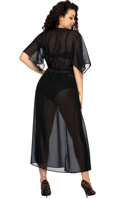 Ava 006 long czarne maxi sukienka plażowa 