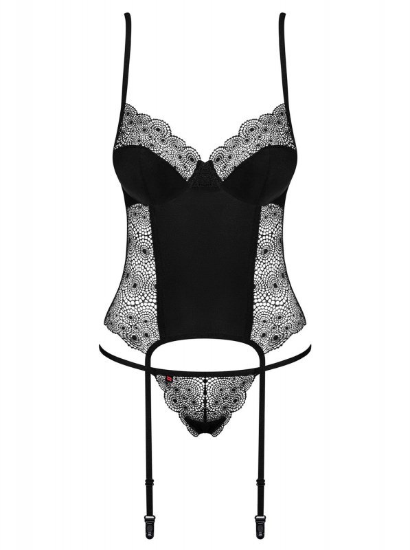 Bielizna-Sharlotte gorset i stringi czarny  S/M