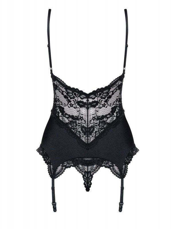 Bielizna-810-COR-1 gorset i stringi czarny  S/M