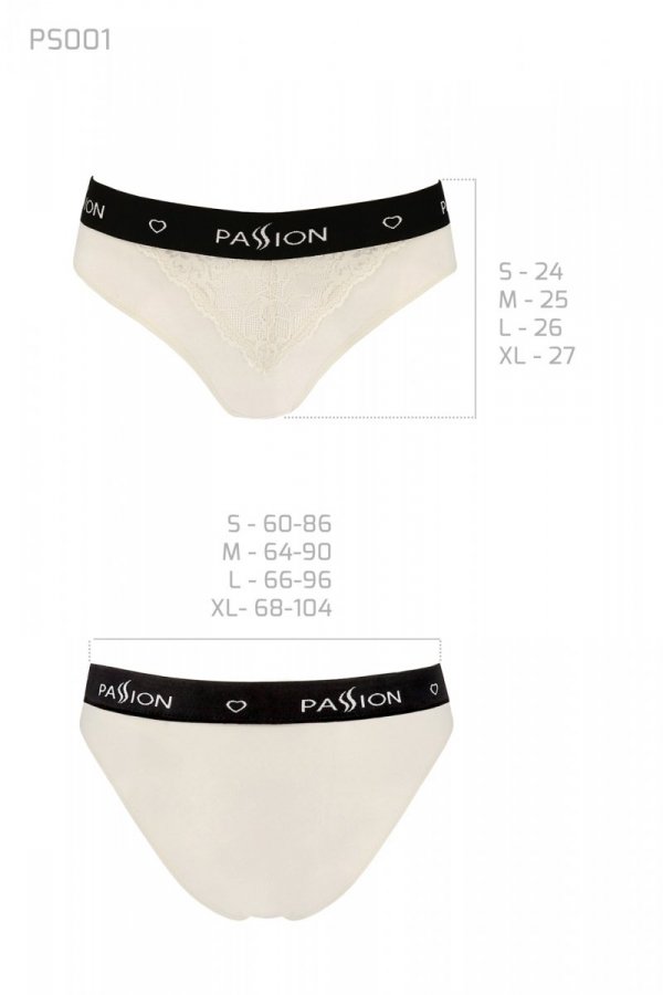 PS001 PANTIES ecru figi bawełniane z koronką
