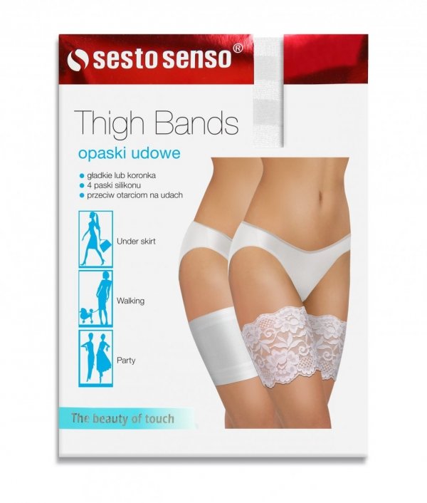 Sesto Senso Thigh Bands gładka biała maxi Opaska na uda