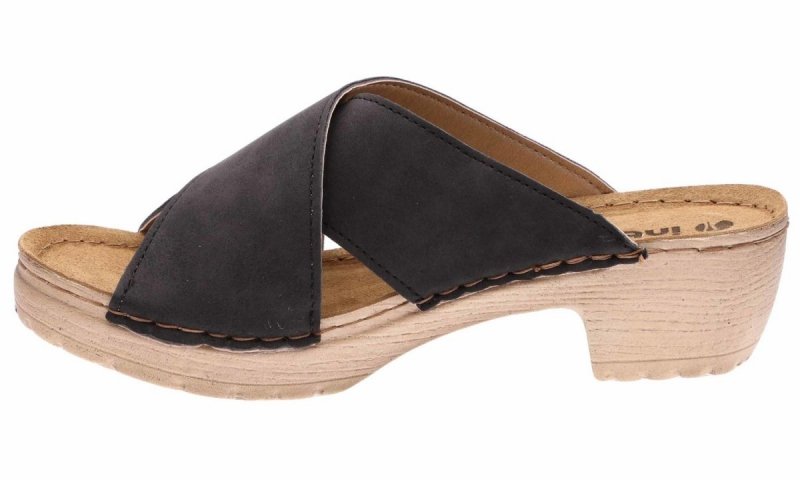 Klapki damskie INBLU  BL-03 NERO obcas