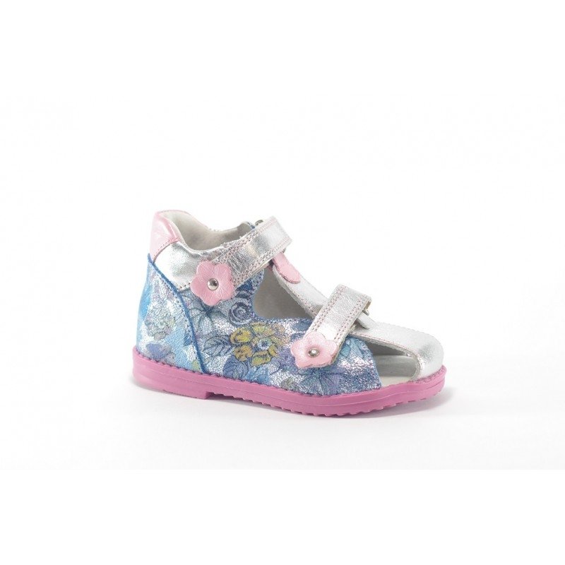 ANI-BUT 230 PUDROWY KWIATY buty profilaktyczno-korekcyjne na rzepy 