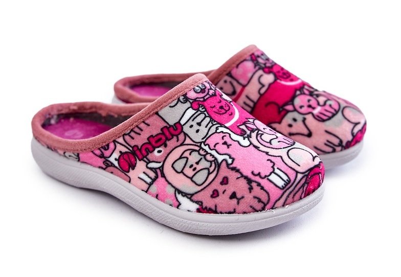 Kapcie dziecięce INBLU B9-46 różowe ROSA kotki-pieski