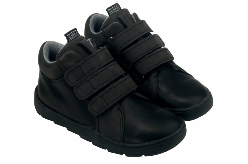 Trzewiki MAZUREK TE-POR 1376 CZARNY MIX barefoot na rzepy