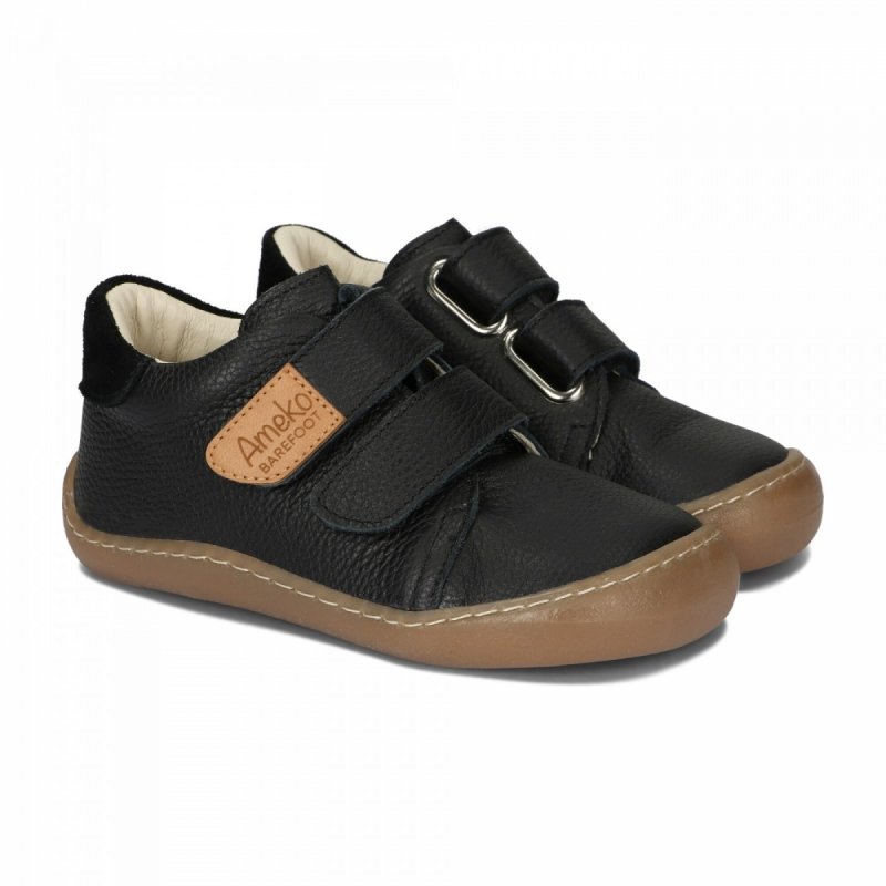 Półbuty AMEKO BAREFOOT OTIS - BLACK dla chłopca na rzepy