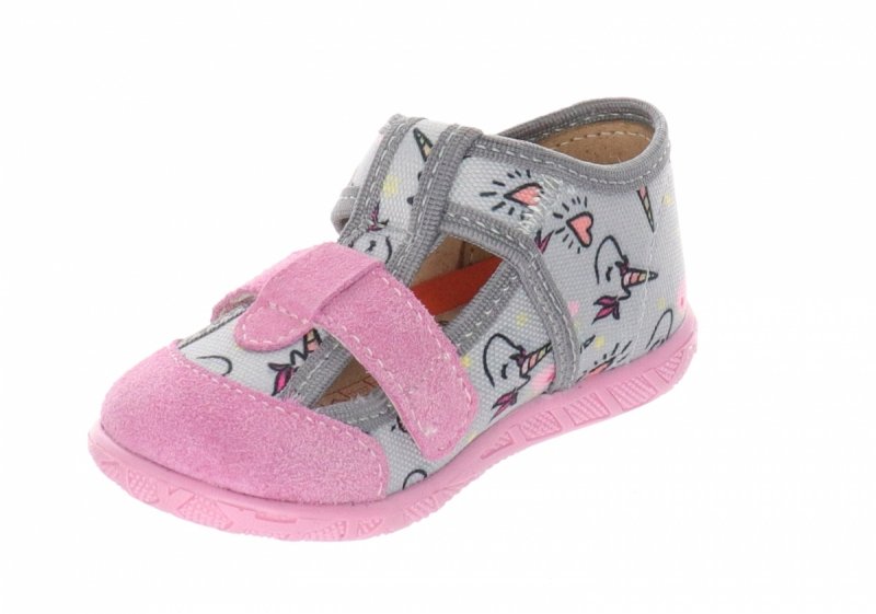 MILAMI 118 BR-29 GREY kapcie dziewczęce szare na rzepy