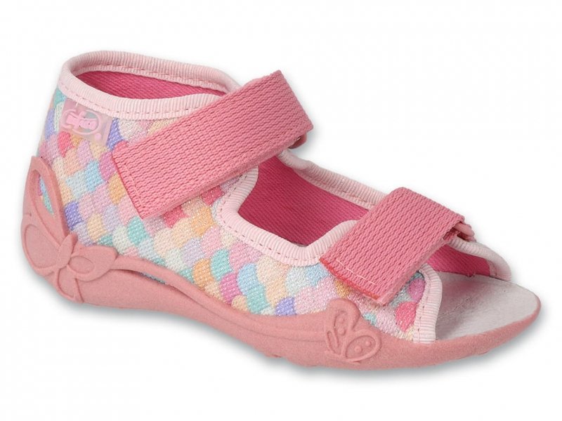 Befado 342P060 PAPI sandałki dziewczęce różowe na rzepy