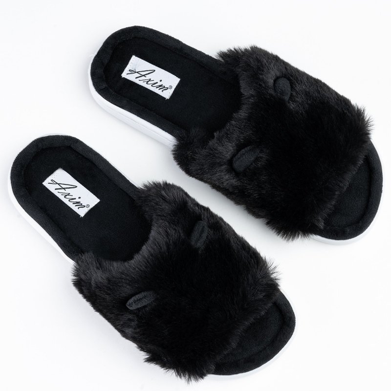 AXIM 7P24071 CZARNY kapcie damskie - futerko