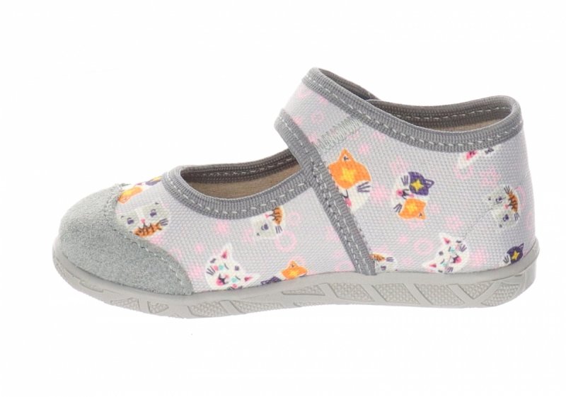 MILAMI 111 BR-17 GREY kapcie dziewczęce szare na rzep