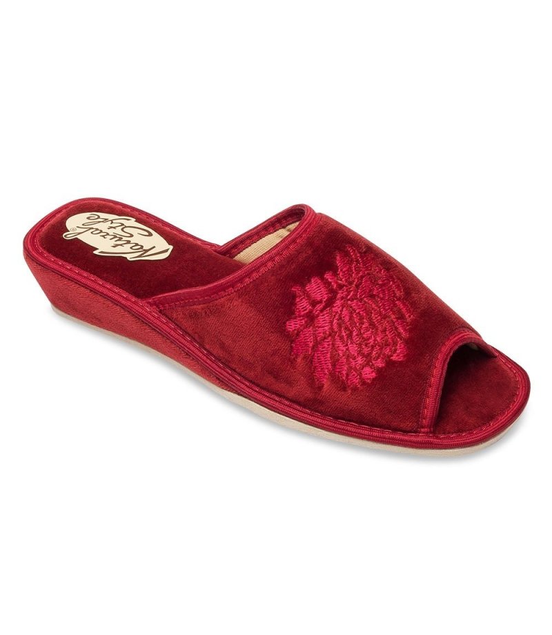 METEOR Natural Style 010 AGA pantofle domowe koturn - bordo
