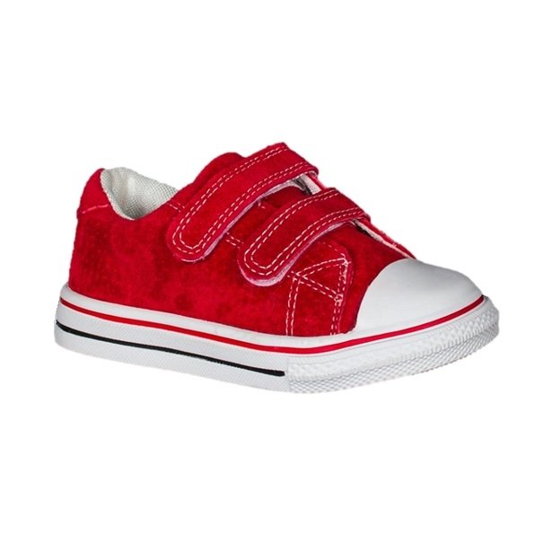 APAWWA QC65 RED skórzane trampki dziecięce na rzepy