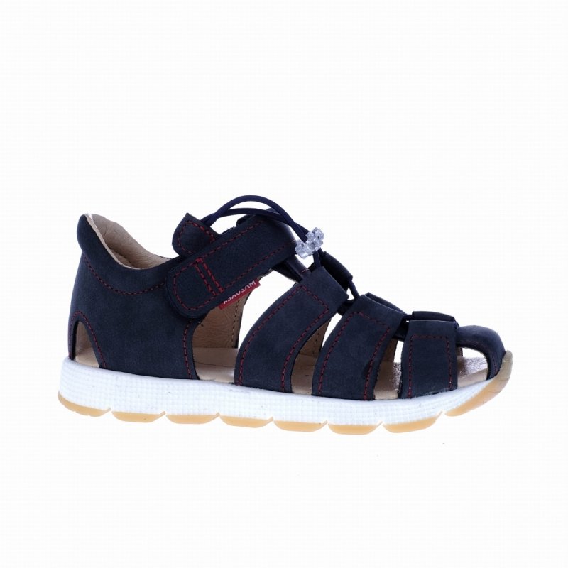 Sandałki zabudowane MAZUREK 1364 c.jeans czerwony rzep