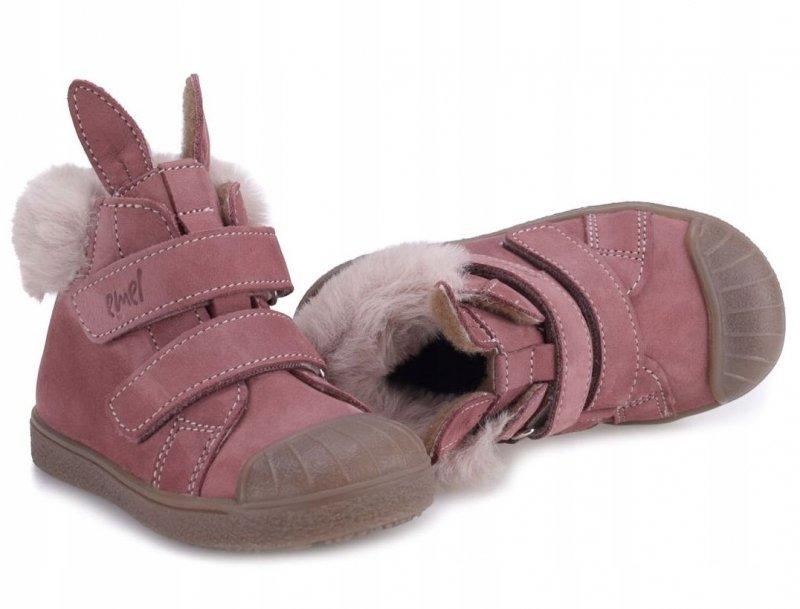 EMEL EY2758G Trzewiki lekko ocieplane dla dziewczynki na rzepy