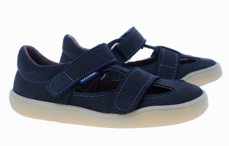 Sandałki MAZUREK BAREFOOT 1372 CZARNY na rzepy