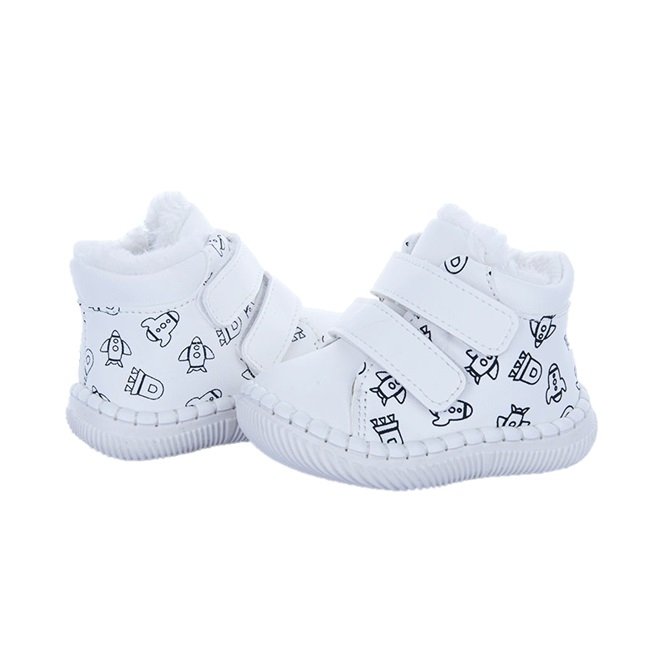 APAWWA FD120 WHITE Trzewiki ocieplane niechodki na rzepy