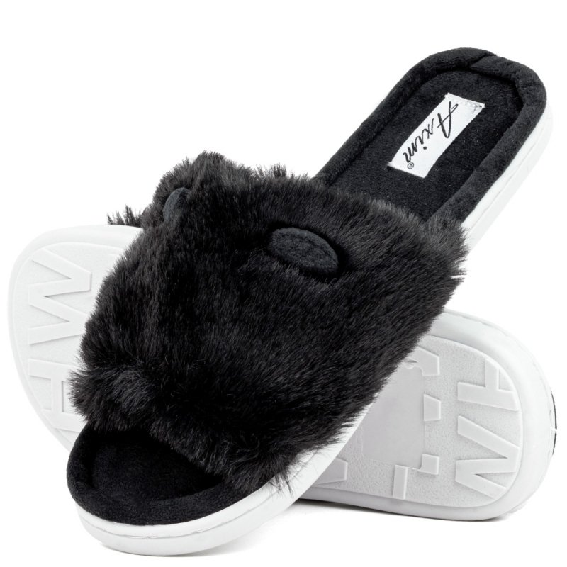 AXIM 7P24071 CZARNY kapcie damskie - futerko