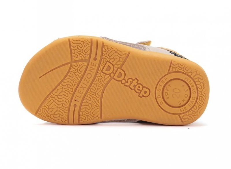 Sandałki skórzane D.D.STEP G075-51868A LIGHT GREY na rzepy