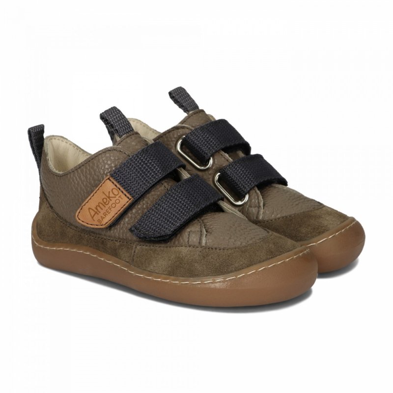 Półbuty AMEKO BAREFOOT AFRO - TAUPE chłopięce na rzepy