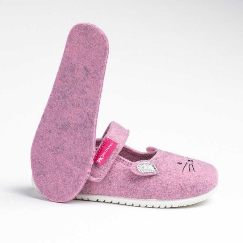 Wojtyłko 3P25098R kapcie dziewczęce filcowe na rzep