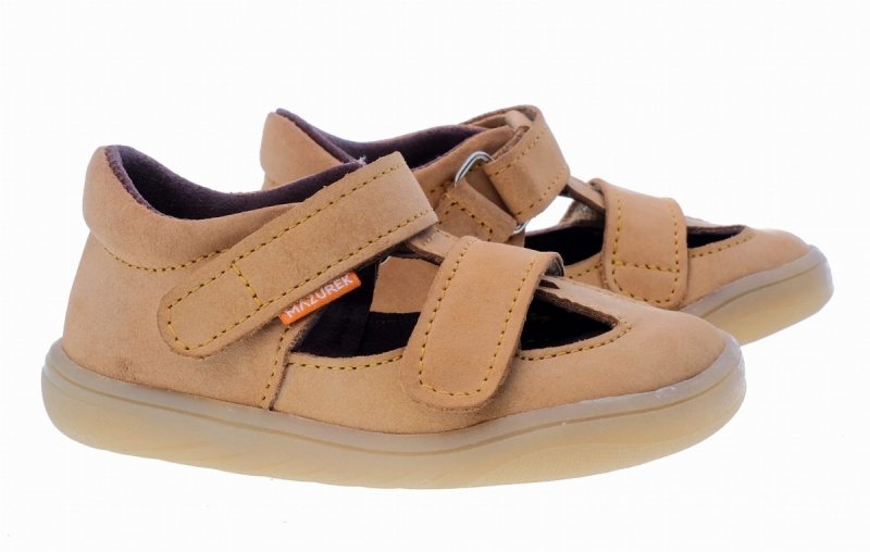 Sandałki MAZUREK BAREFOOT 1372 PIASKOWY na rzepy