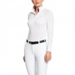 Koszulka konkursowa damska SUNSTOPPER PRO 2.0 SS20 - ARIAT - white/plum grey dot