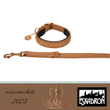 Obroża + smycz dla psa FAUX LEATHER Platinum 2023 - Eskadron - cognac