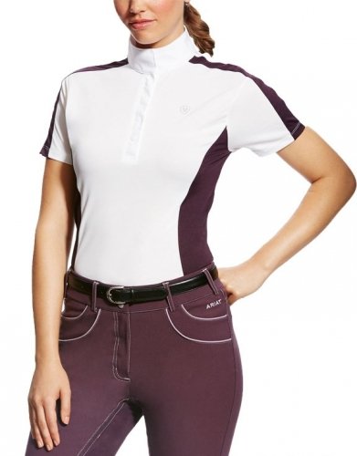 Koszulka konkursowa FASHION APTOS COLORBLOCK damska - Ariat - white/plum