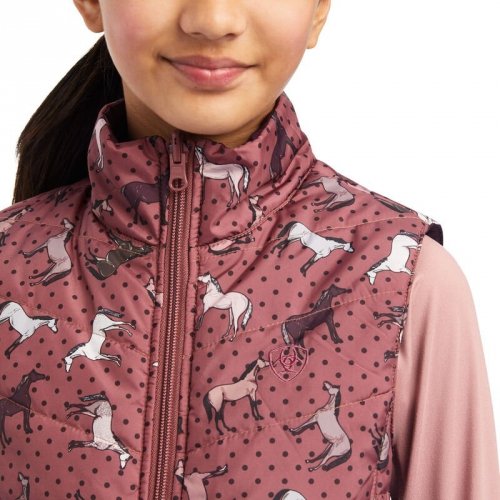 Kamizelka młodzieżowa Bella Reversible Insulated Gilet - Ariat - wild ginger ponies/mulberry