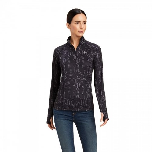 Bluzka funkcyjna LOWELL damska - Ariat - black bit print