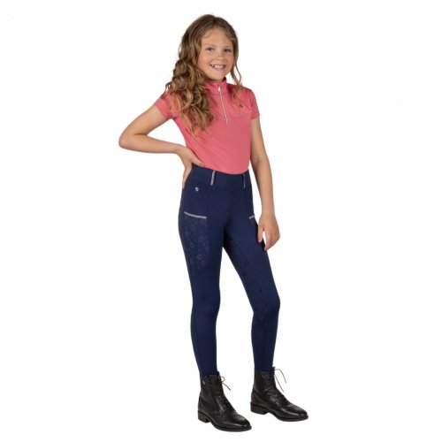 Legginsy jeździeckie młodzieżowe Jaily Junior Full Grip SS25 - QHP - evening blue