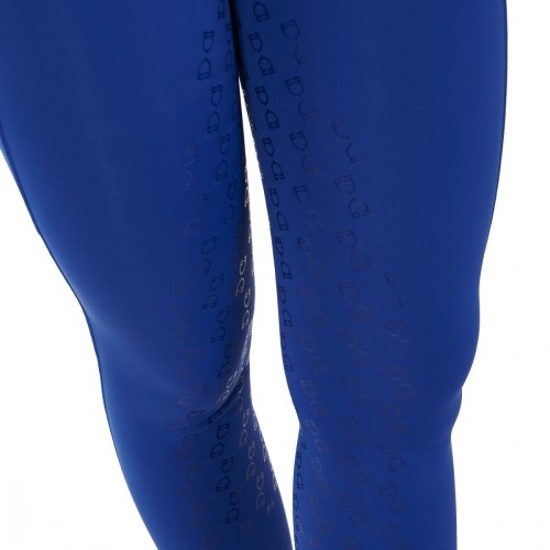 Legginsy damskie zimowe Classic Fleece Lining Full Grip - EQUESTRO - blue