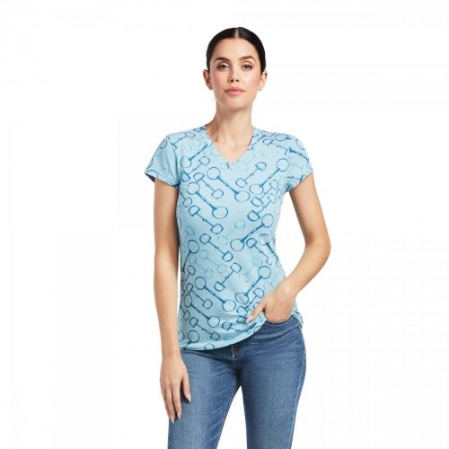 Koszulka damska SNAFFLE SS T-SHIRT - Ariat - milky blue heather