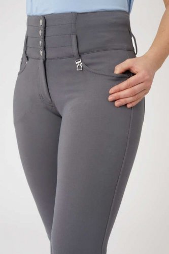 Bryczesy damskie z lejem silikonowym TARA - Horze - smoked pearl grey