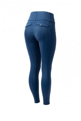 Termolegginsy jeździeckie ANYA Hybrid Full Grip - Horze - deep sea blue