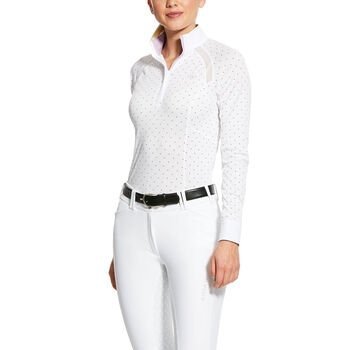 Koszulka konkursowa damska SUNSTOPPER PRO 2.0 SS20 - ARIAT - white/plum grey dot