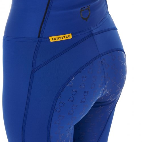 Legginsy damskie zimowe Classic Fleece Lining Full Grip - EQUESTRO - blue