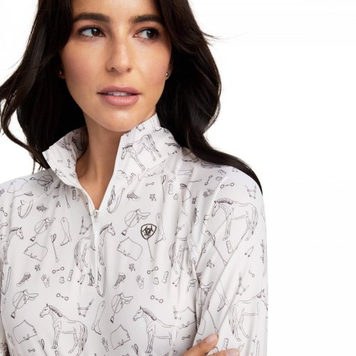 Bluzka funkcyjna LOWELL damska - Ariat - sea salt tack print