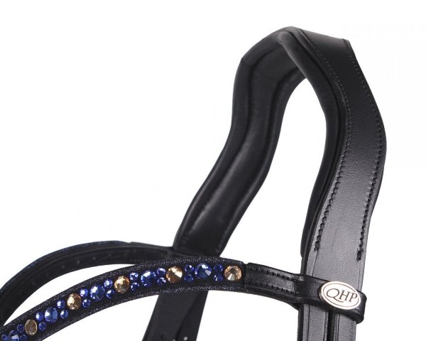 Ogłowie z nachrapnikiem szwedzkim ORLANDO - QHP - black/navy