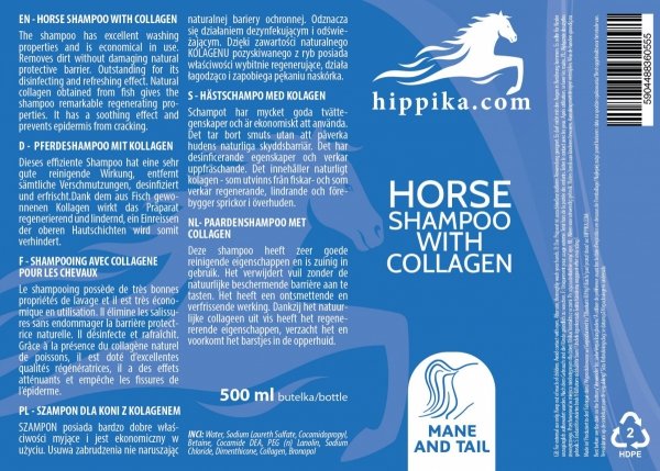 Szampon z kolagenem 500ml - HIPPIKA.COM