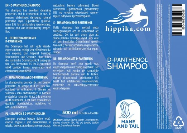 Szampon z D-panthenolem 500ml - HIPPIKA.COM