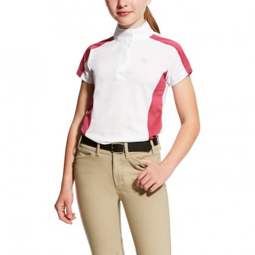 Koszulka konkursowa APTOS BLOCK młodzieżowa - Ariat - rose violet/powder blue