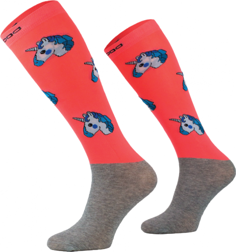 Podkolanówki jeździeckie UNICORN - Comodo - neonowy koralowy