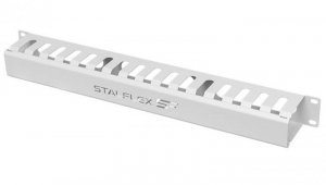 Organizator kabli RACK 19 cali 1U metalowy zamykany grzebieniowy szary