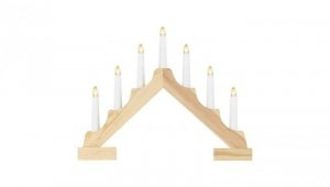 Dekoracje - świecznik drewniany 7 LED, 29 cm 2x AA ciepła biel, IP20, timer DCAW11